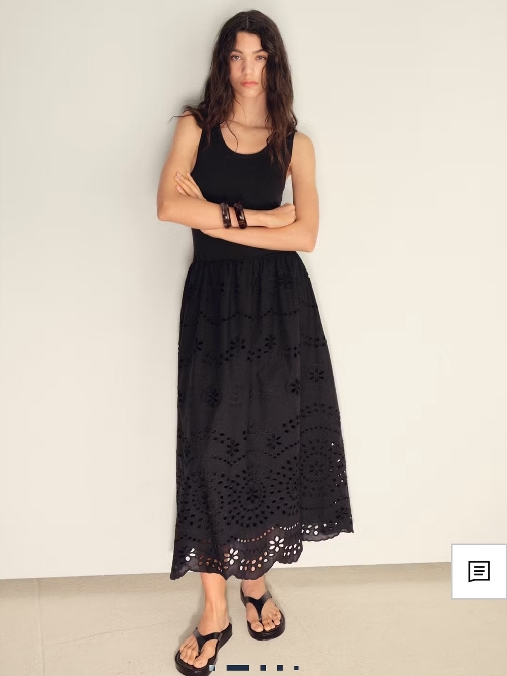 Mango Black Eyelet Maxi Dress